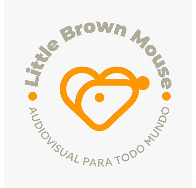 logotipo da LBM formado pela ilustração de um rosto de rato estilizado laranja